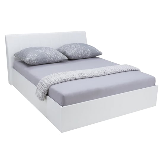 Product photograph of Iowa High Gloss Ottoman King Size Bed In White from Furniture in Fashion