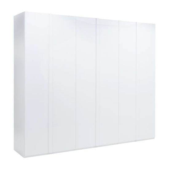 Product photograph of Iowa High Gloss Wardrobe With 6 Hinged Doors In White from Furniture in Fashion