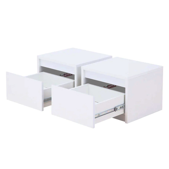 Iowa Set Of 2 High Gloss Bedside Cabinets In White