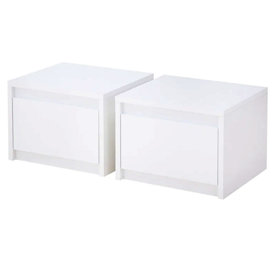 Iowa Set Of 2 High Gloss Bedside Cabinets In White