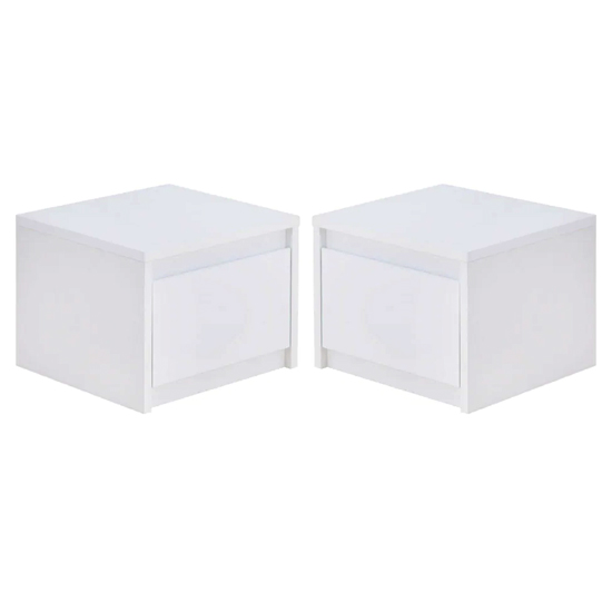 Iowa Set Of 2 High Gloss Bedside Cabinets In White