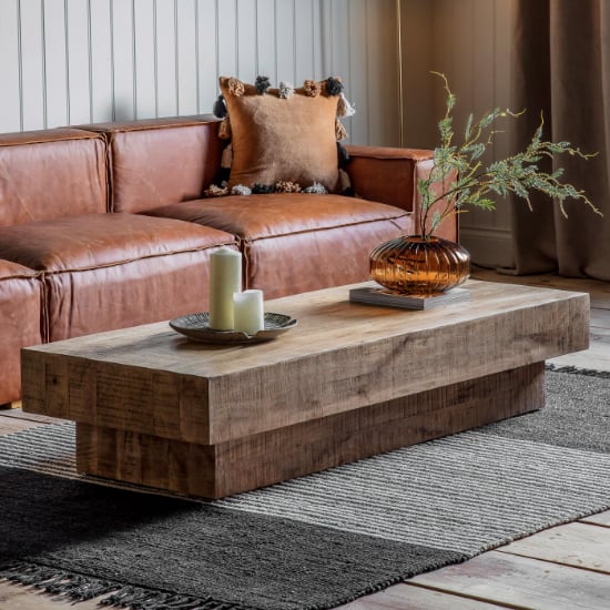 Photo of Iowan rectangular wooden coffee table in natural