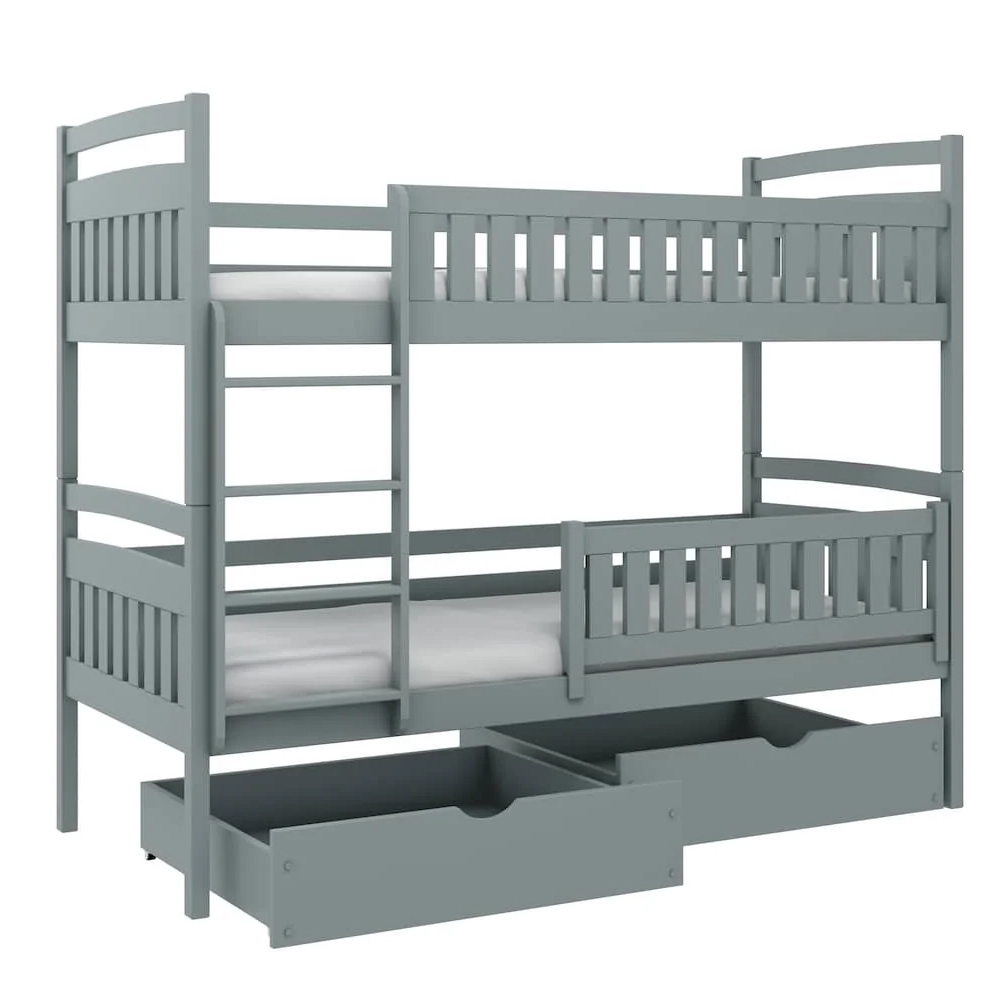 Ipswich Wooden Bunk Bed With Foam Mattress In Matt Grey