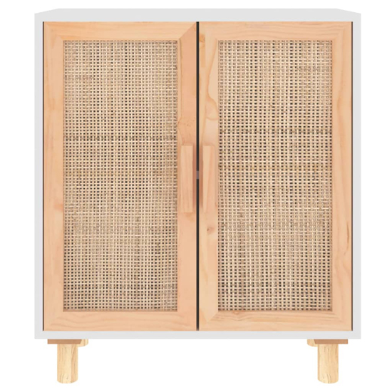 Alfy Wooden Sideboard With 2 Doors In White And Natural Rattan
