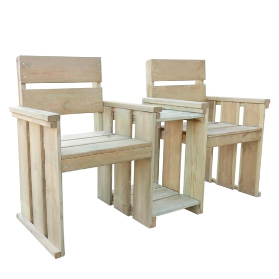 Read more about Iqra wooden 2 seater garden seating bench in green impregnated