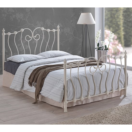 Product photograph of Irela Metal Double Bed In Ivory from Furniture in Fashion