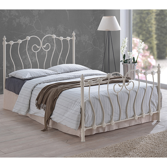 Read more about Irela metal king size bed in ivory