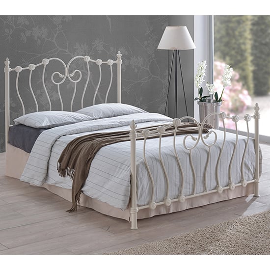 Read more about Irela metal small double bed in ivory