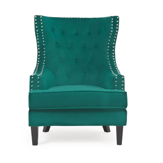 Irina Velvet Accent Chair In Green With Black Legs_2