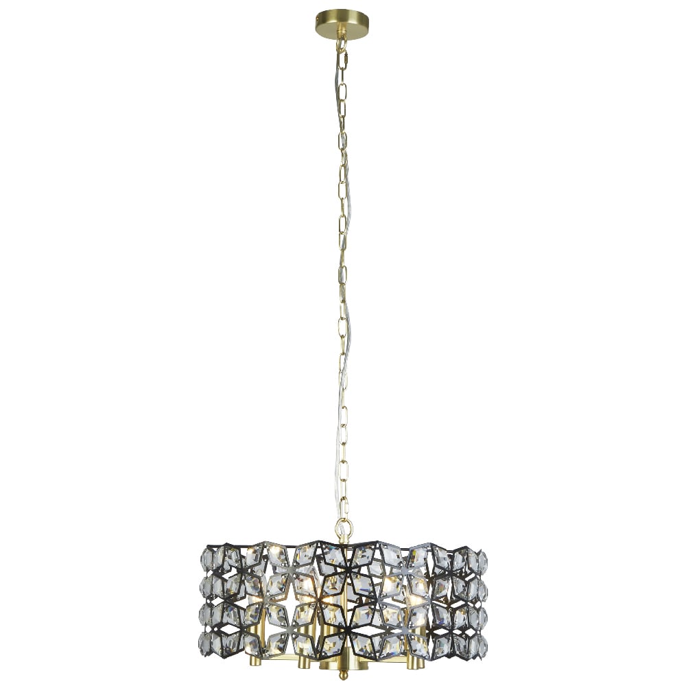 Read more about Iris 5 light crystal frame pendant light in black and brass