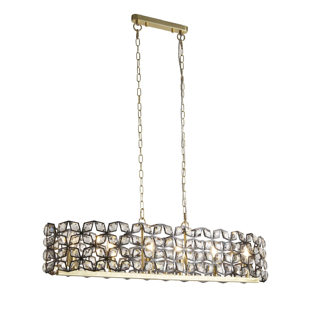 Read more about Iris 6 light crystal frame bar pendant light in black and brass