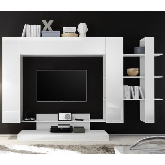 Photo of Iris large entertainment unit in white high gloss