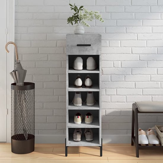 Read more about Iris wooden shoe storage cabinet 1 drawer in concrete effect