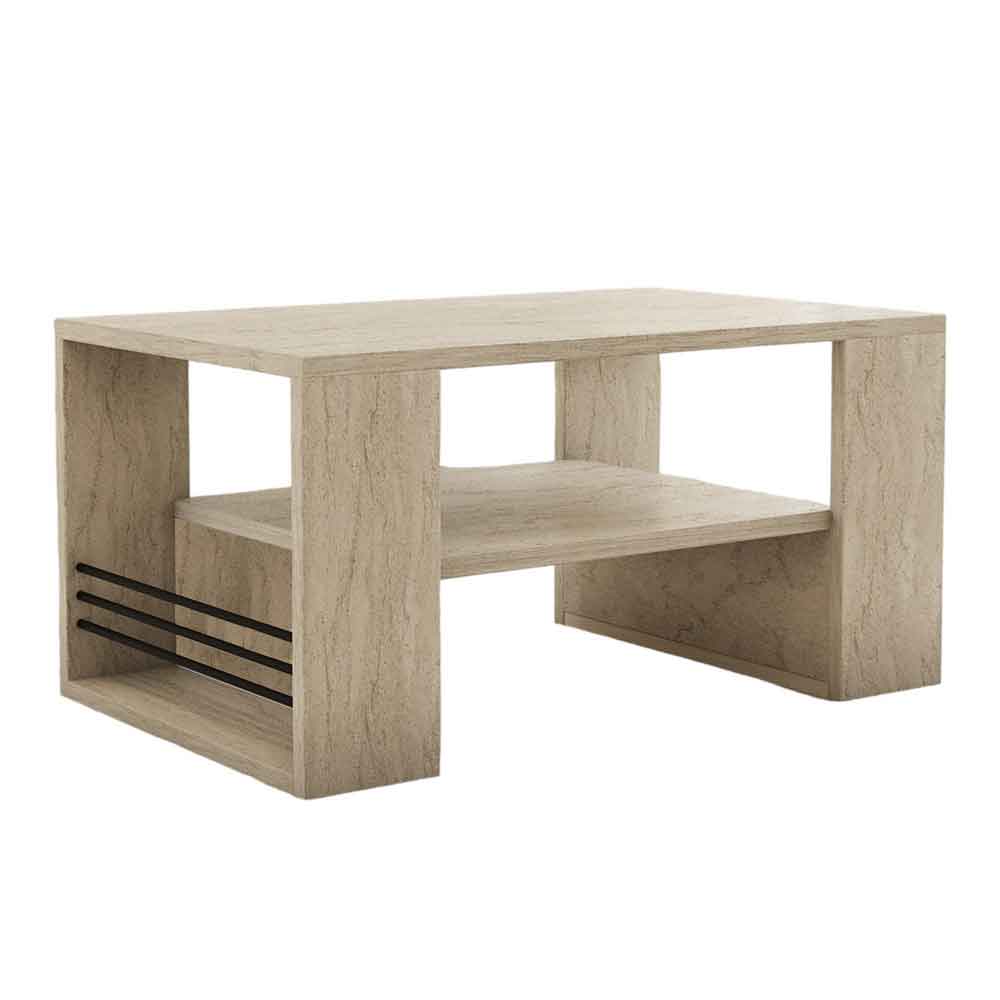 Iris Wooden Coffee Table in Travertine Marble Effect