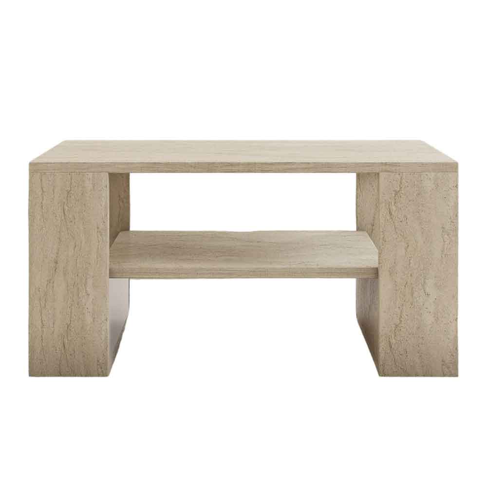 Iris Wooden Coffee Table in Travertine Marble Effect