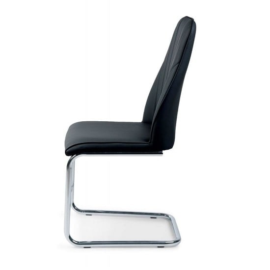 Irma Dining Chair In Black Faux Leather With Chrome Legs_3