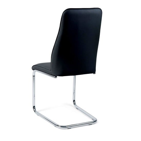 Irma Dining Chair In Black Faux Leather With Chrome Legs_4