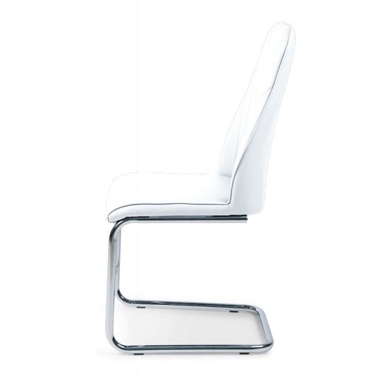 Irma Dining Chair In White Faux Leather With Chrome Legs_3