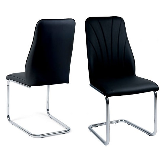 Irma Dining Chairs In Black Faux Leather In A Pair