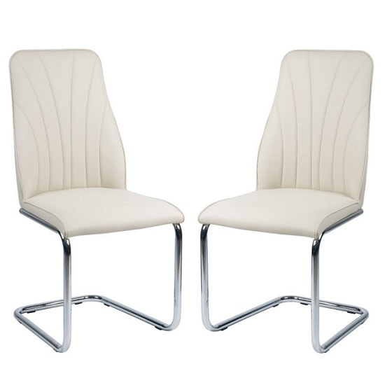Irma Dining Chairs In Cream Faux Leather In A Pair Furniture In