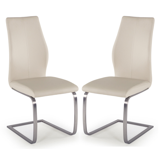 Irmak Taupe Leather Dining Chairs With Steel Frame In Pair Furniture