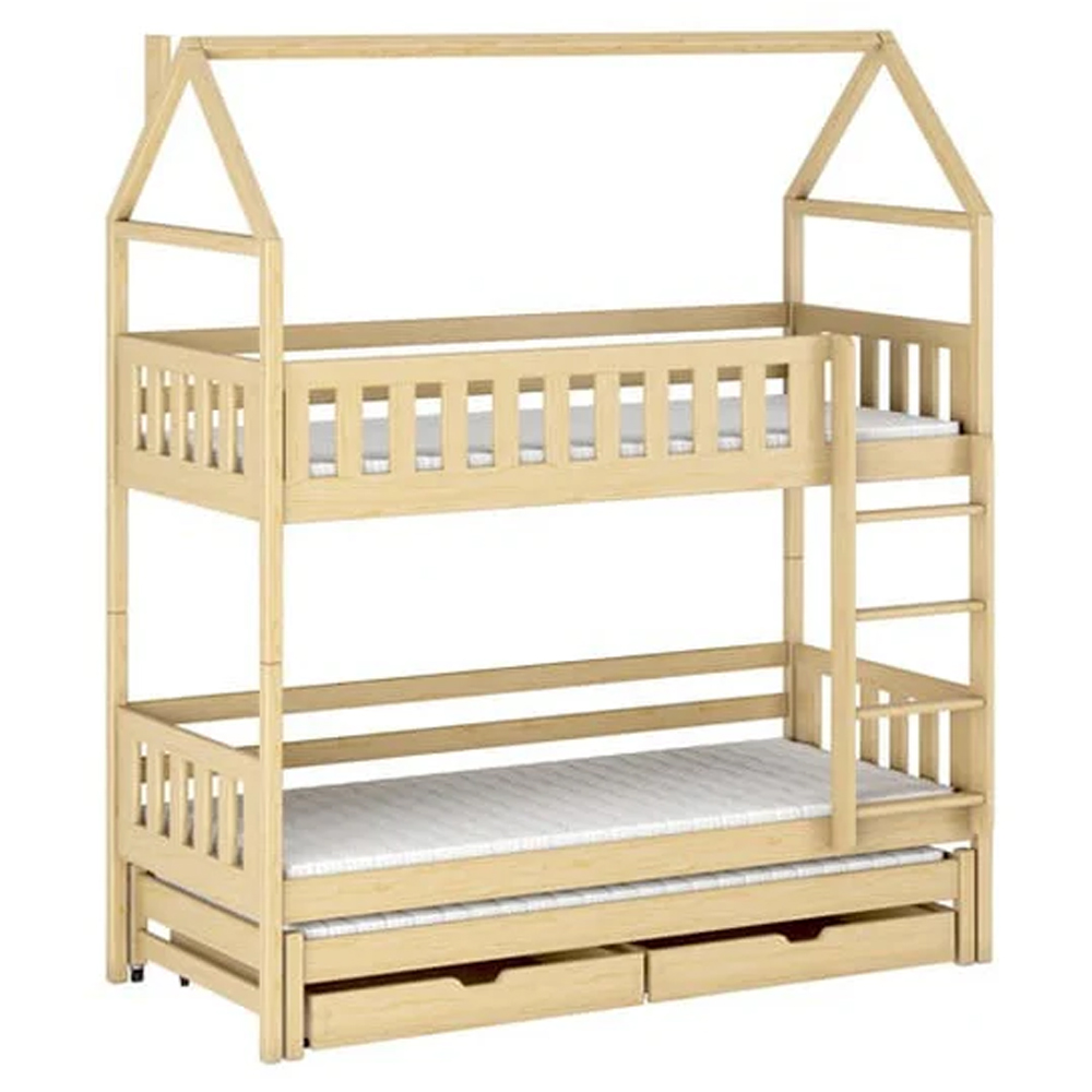 Irmo Wooden Bunk Bed And Trundle With Bonnell Mattress In Pine
