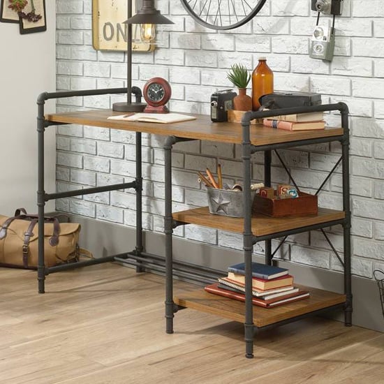 Read more about Iron foundry wooden laptop desk in checked oak