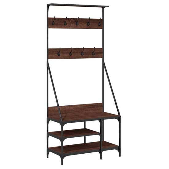 Ironton Wooden Clothes Rack With Shoe Storage In Brown Oak