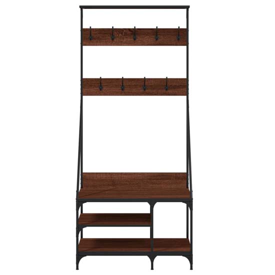 Ironton Wooden Clothes Rack With Shoe Storage In Brown Oak