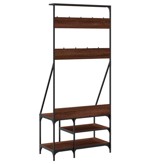 Ironton Wooden Clothes Rack With Shoe Storage In Brown Oak
