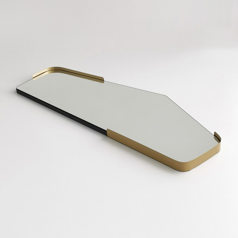 Irregular Glass Wall Mirror with Black Metal Frame