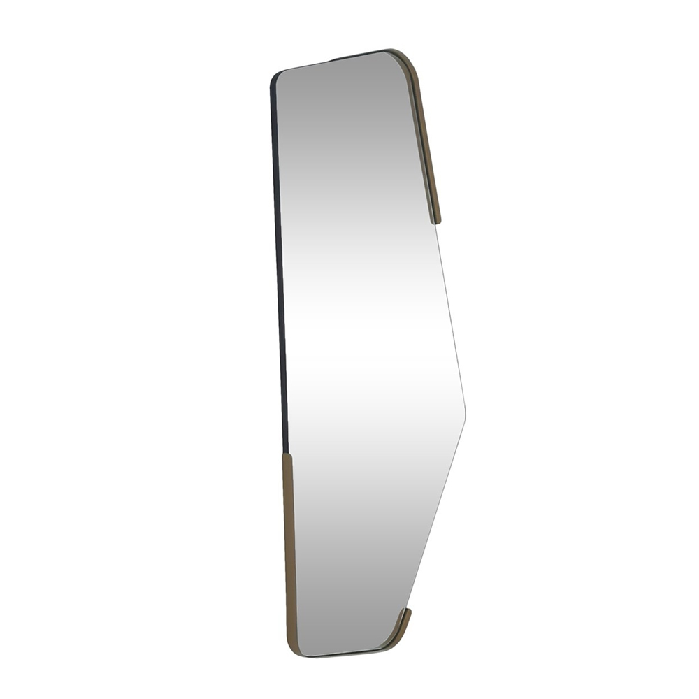 Irregular Glass Wall Mirror with Black Metal Frame