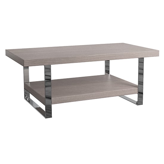 Product photograph of Irvane Wooden Coffee Table In Grey Oak With Undershelf from Furniture in Fashion