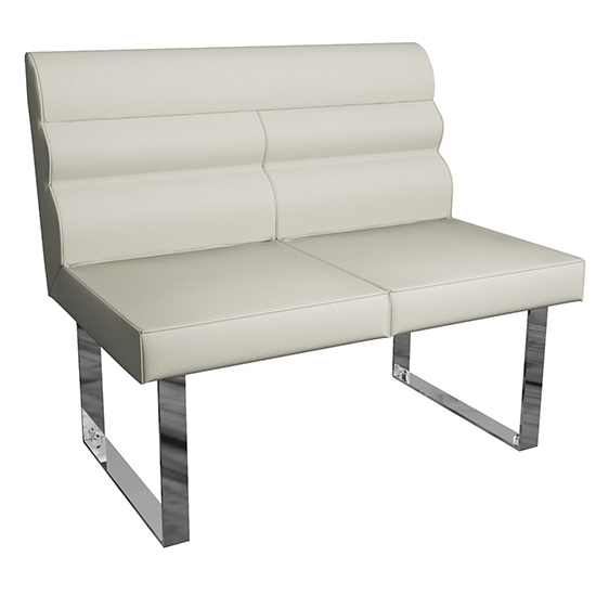 Irvane Faux Leather 100cm Dining Bench With Back In Taupe Furniture