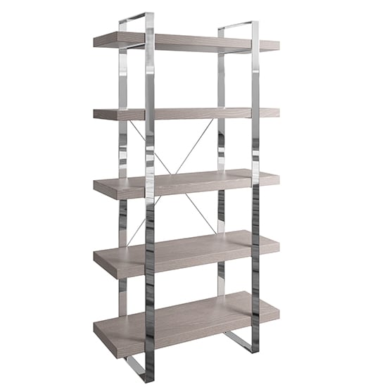 Read more about Irvane large wooden 5 shelves bookcase in grey oak