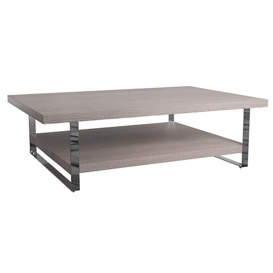 Photo of Irvane large wooden coffee table in grey oak with undershelf