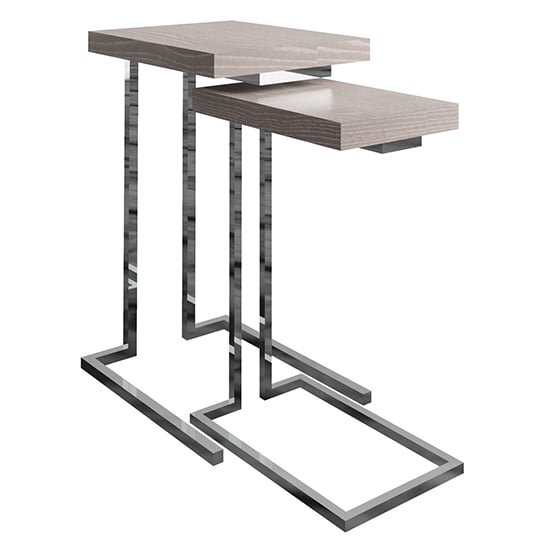 Product photograph of Irvane Wooden Nest Of 2 Tables In Grey Oak from Furniture in Fashion