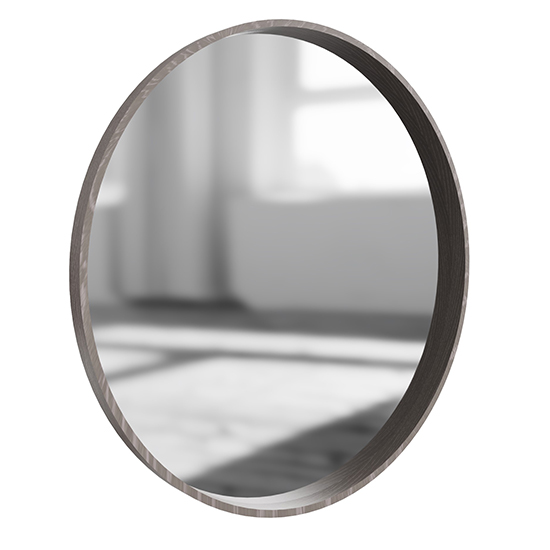 Photo of Irvane round wall mirror in grey oak wooden frame