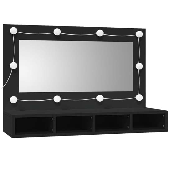 Irvine Wooden Wall Dressing Cabinet In Black With LED