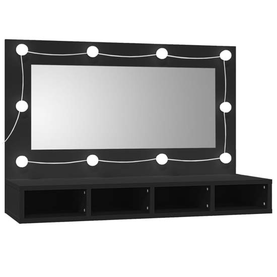 Irvine Wooden Wall Dressing Cabinet In Black With LED