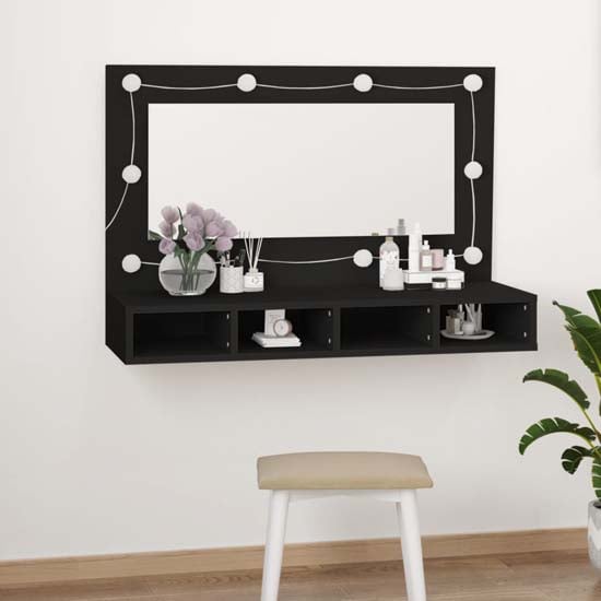 Product photograph of Irvine Wooden Wall Dressing Cabinet In Black With Led from Furniture in Fashion