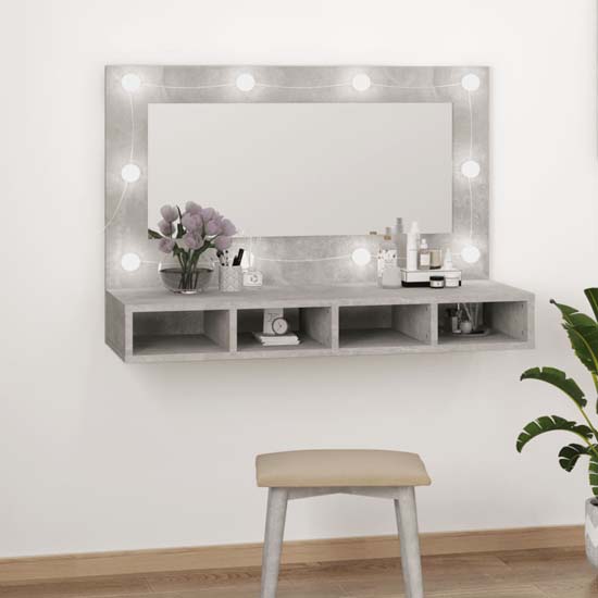 Read more about Irvine wooden wall dressing cabinet in concrete effect with led