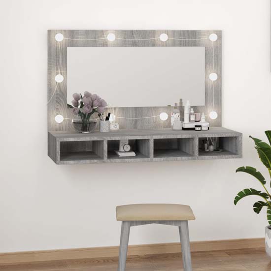 Read more about Irvine wooden wall dressing cabinet in grey sonoma oak with led