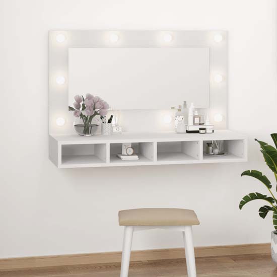 Product photograph of Irvine Wooden Wall Dressing Cabinet In White With Led from Furniture in Fashion