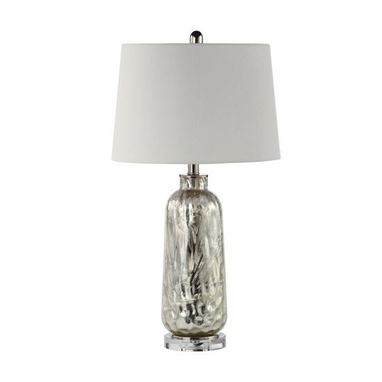 Irvine White Linen Shade Table Lamp With Silver Glass Base thumbnail