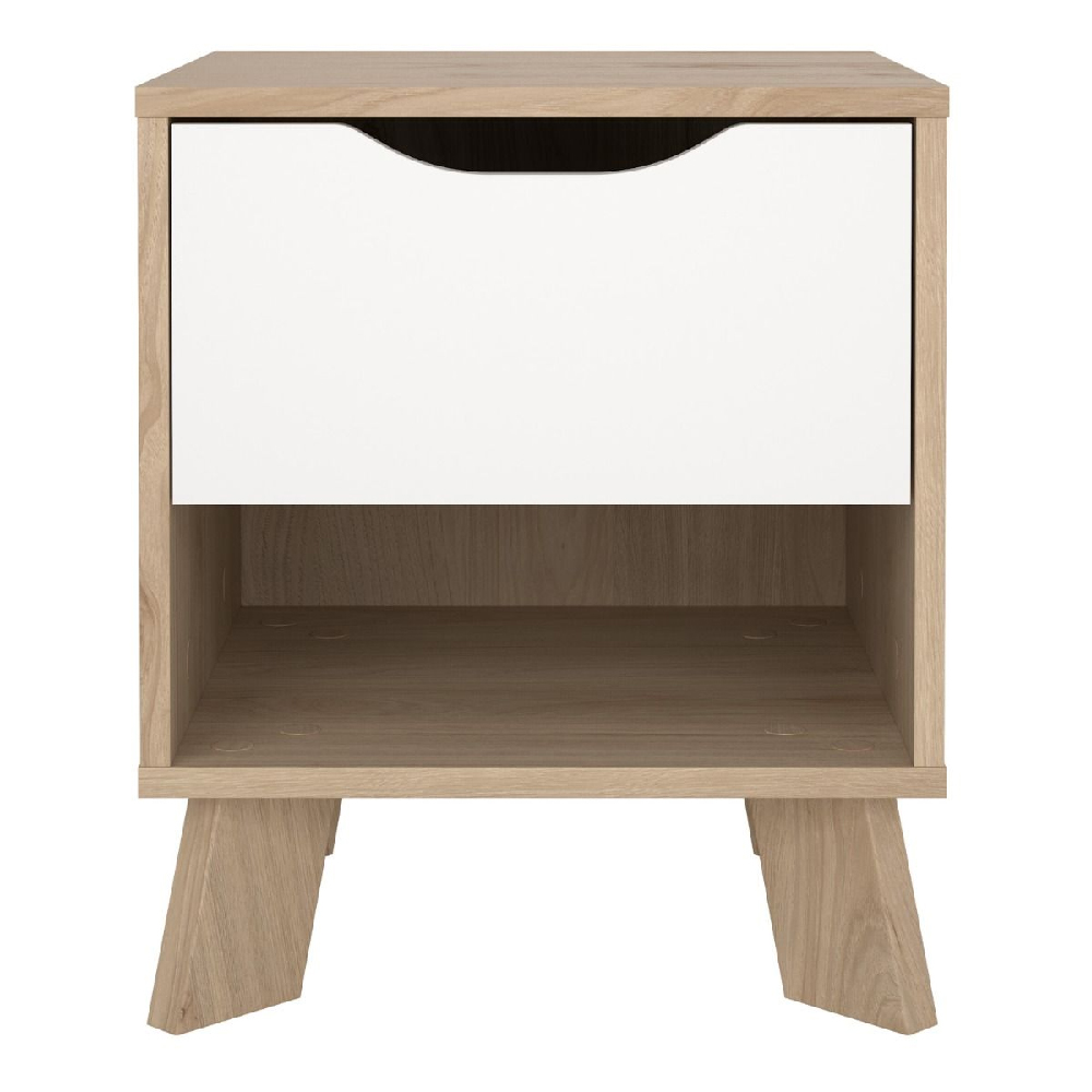 Irvine Wooden Bedside Cabinet With 1 Door In Oak And White