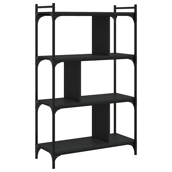 Irvine Wooden Bookcase With 4-Tier In Black