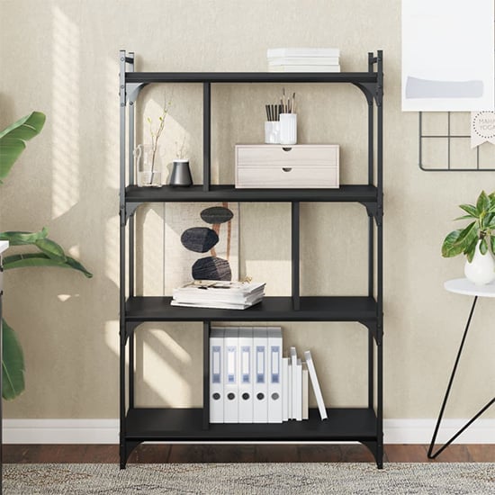 Product photograph of Irvine Wooden Bookcase With 4-tier In Black from Furniture in Fashion