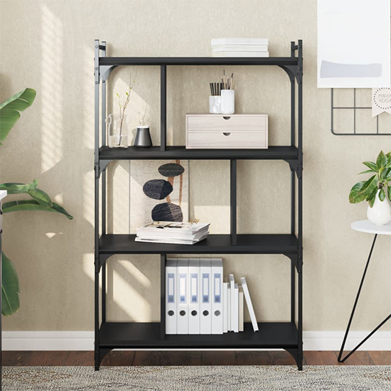 Read more about Irvine wooden bookcase with 4-tier in black