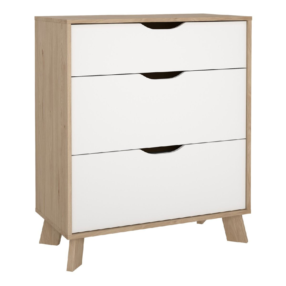 Irvine Wooden Chest Of 3 Drawers In Oak And White